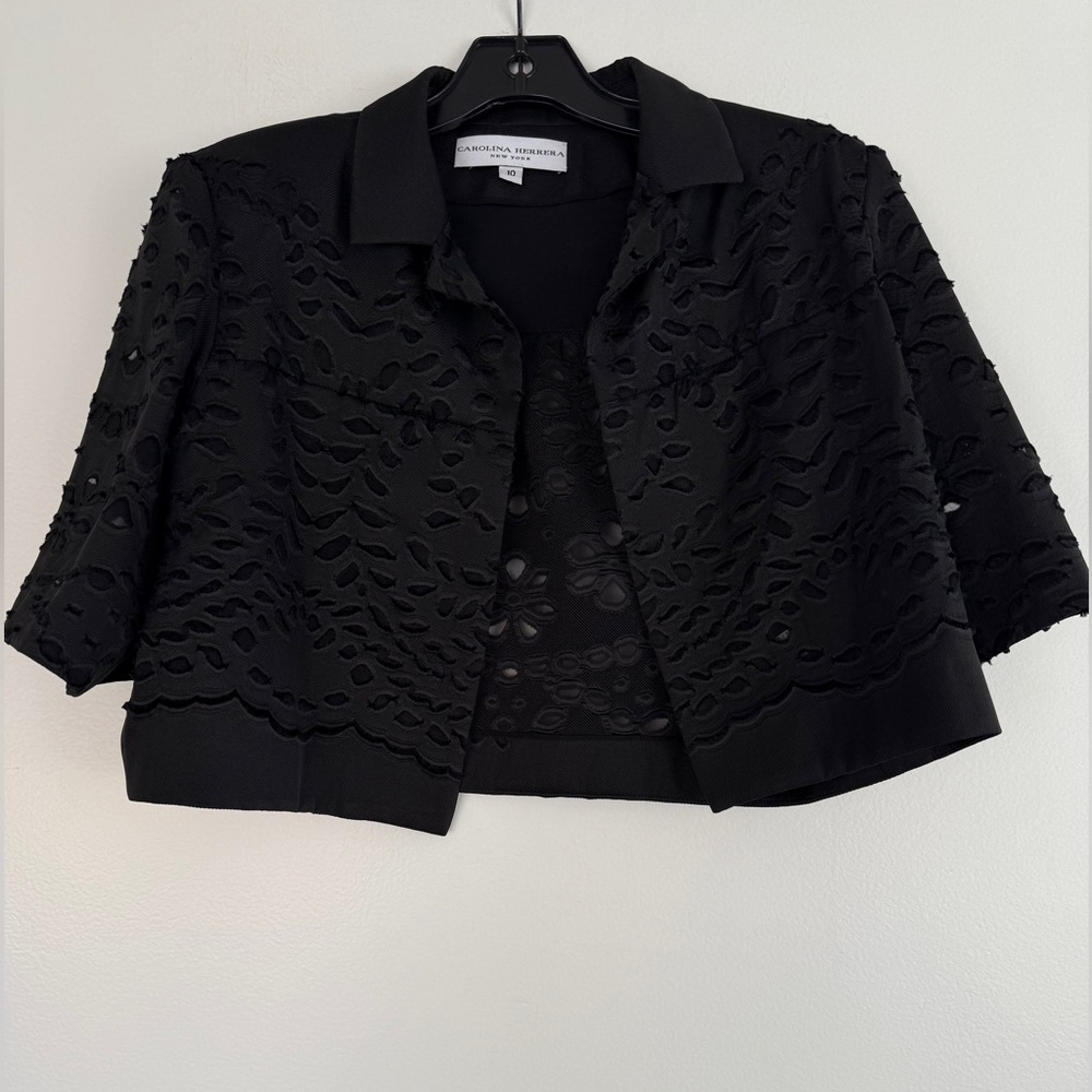Carolina Herrera Elegant 100% Silk Long Dress With Cropped Jacket Size 10 - Picture 8 of 12